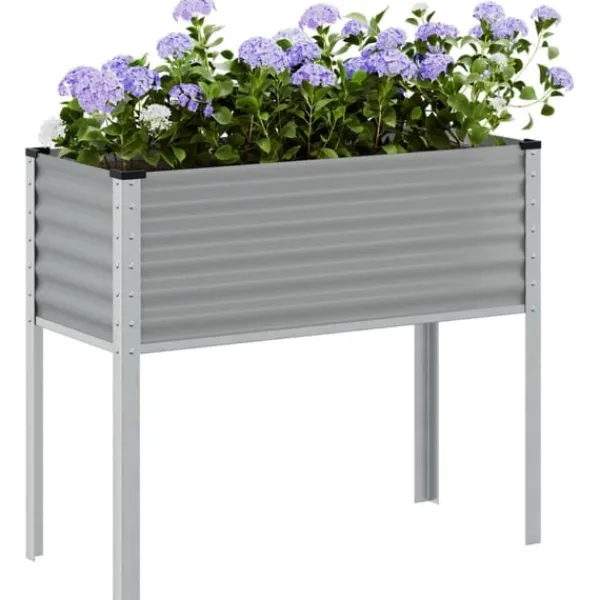 vidaXL Odlingslåda grå 100x45x90 cm stål