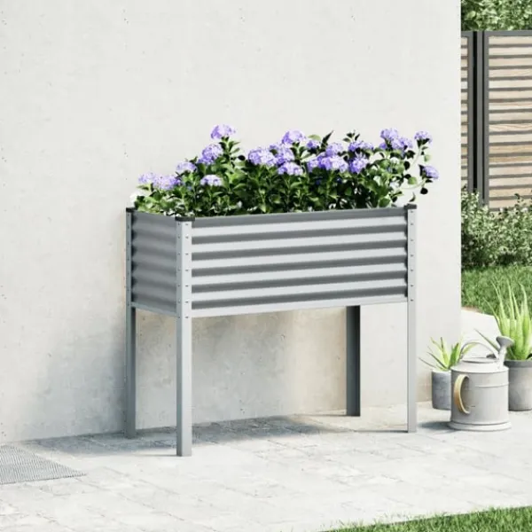 vidaXL Odlingslåda grå 100x45x90 cm stål
