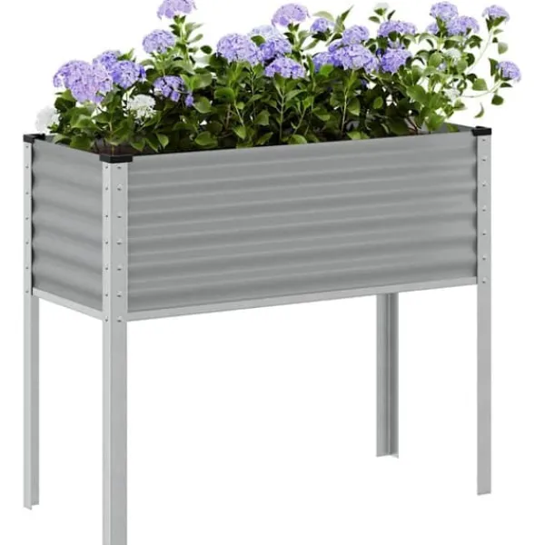 vidaXL Odlingslåda grå 100x45x90 cm stål