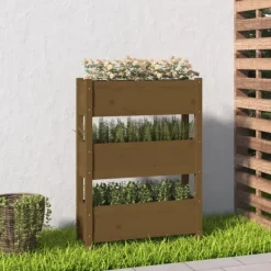 Clearance Odlingslåda honungsbrun 77x25x104,5 cm massiv furu Planteringsbänkar