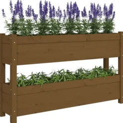 Best Odlingslåda honungsbrun 112x25x66 cm massiv furu Krukor & Växtbehållare