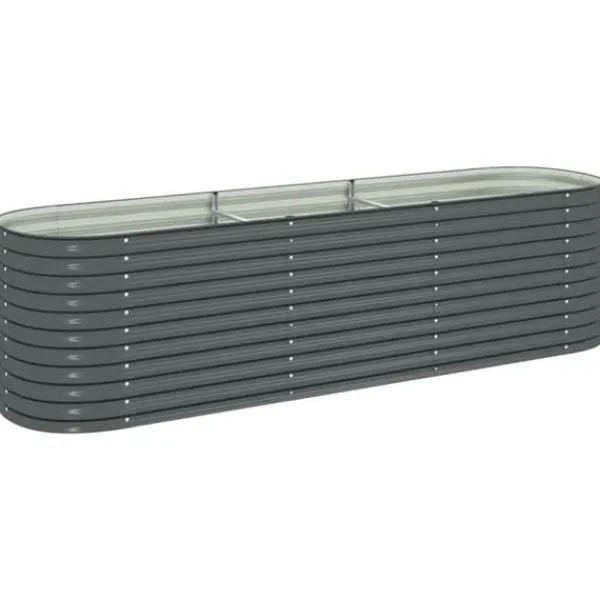 Online Odlingslåda i galvaniserat stål - Perfekt för trädgård och balkong | Färg: Grå | Storlek: 320x80x81 cm Krukor & Växtbehållare