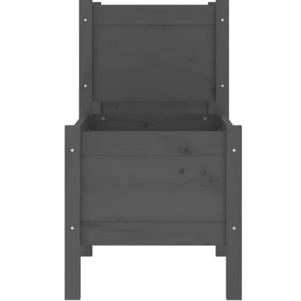 Best Odlingslåda i massiv furu - Upphöjd planteringsenhet med 3 blomlådor | Färg: Grå | Storlek: 245,5x44x75 cm Planteringsbänkar