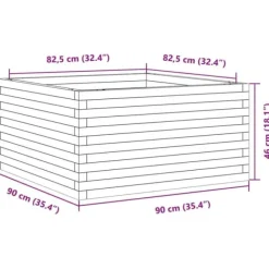Online Odlingslåda i massiv furu - Trädgårdsbänk | Färg: Vaxbrun | Storlek: 90x90x46 cm Planteringsbänkar