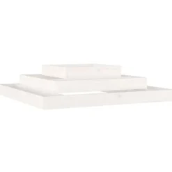 New Odlingslåda i massiv furu - Planteringslåda med 3 våningar | Färg: Vit | Storlek: 110x110x27 cm Planteringsbänkar