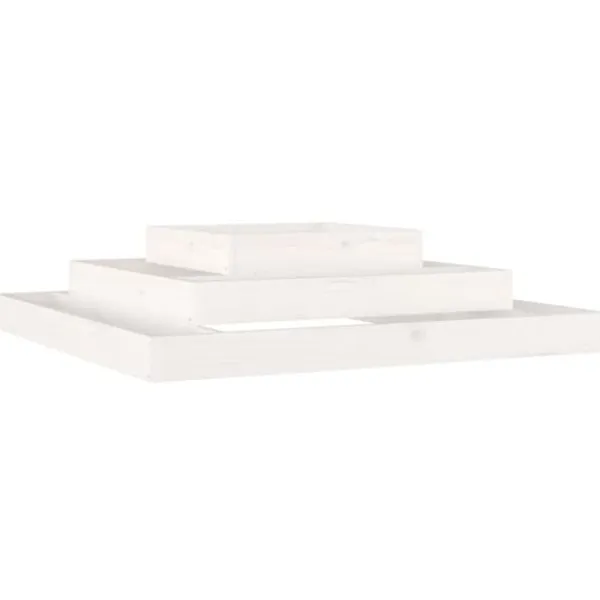 New Odlingslåda i massiv furu - Planteringslåda med 3 våningar | Färg: Vit | Storlek: 110x110x27 cm Planteringsbänkar