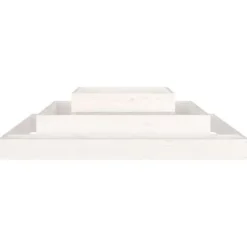 New Odlingslåda i massiv furu - Planteringslåda med 3 våningar | Färg: Vit | Storlek: 110x110x27 cm Planteringsbänkar