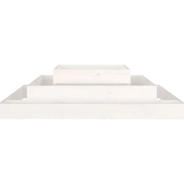 New Odlingslåda i massiv furu - Planteringslåda med 3 våningar | Färg: Vit | Storlek: 110x110x27 cm Planteringsbänkar