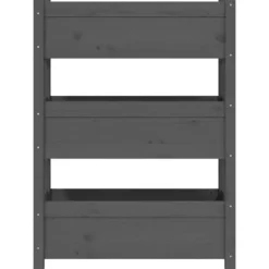 Odlingslåda i massiv furu - Stabil design med 3 blomlådor | Färg: Grå | Storlek: 77x25x104,5 cm Planteringsbänkar