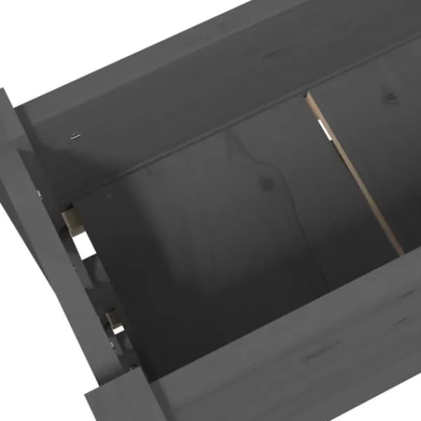 Odlingslåda i massiv furu - Stabil design med 3 blomlådor | Färg: Grå | Storlek: 77x25x104,5 cm Planteringsbänkar