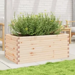 Odlingslåda i massivt furuträ - Robust och rymlig | Storlek: 110x60x45,5 cm | Färg: Natur