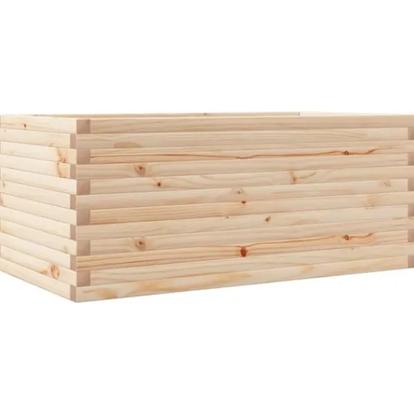 Odlingslåda i massivt furuträ - Robust och rymlig | Storlek: 110x60x45,5 cm | Färg: Natur