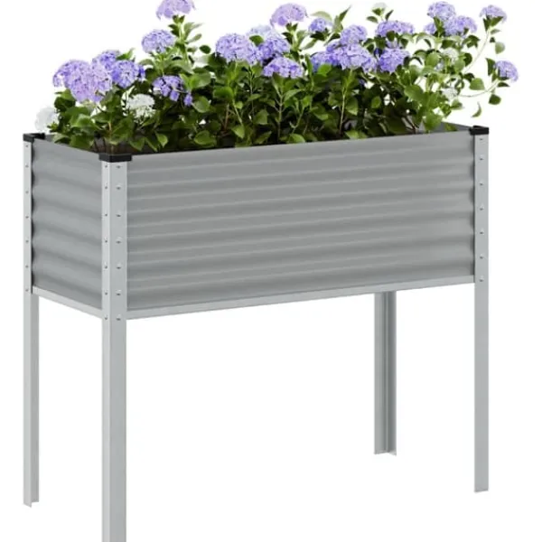 Odlingslåda i stål - Väderbeständig planteringslåda | Färg: Grå | Storlek: 100x41x90 cm