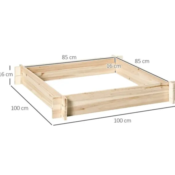 Online Odlingslåda i trä - Odlingsbädd - 100 x 100 x 16 cm - Fyrkantig - Natur Planteringsbänkar