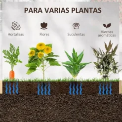 Online Odlingslåda i trä - Odlingsbädd - 100 x 100 x 16 cm - Fyrkantig - Natur Planteringsbänkar