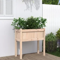 vidaXL Odlingslåda med ben 70x31x70 cm massiv furu