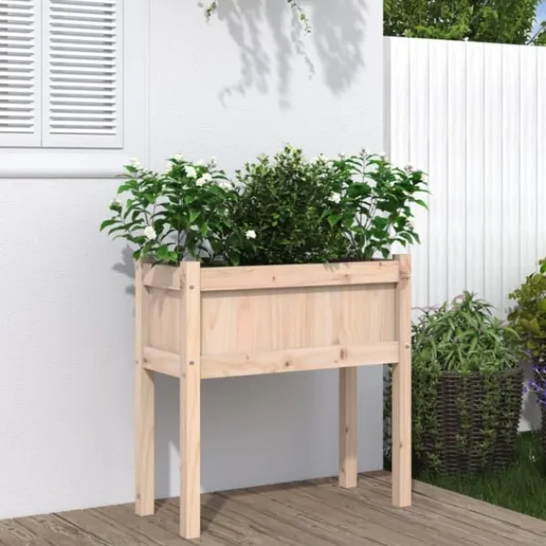 vidaXL Odlingslåda med ben 70x31x70 cm massiv furu