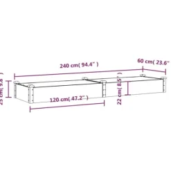 Odlingslåda med foder brun 240x60x25 cm massivt granträ - Upphöjd Odlingslåda - Upphöjd Odlingslåda Med Foder - Home & Living