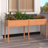New Odlingslåda med foder brun 161x45x76 cm massivt granträ Planteringsbänkar