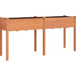 New Odlingslåda med foder brun 161x45x76 cm massivt granträ Planteringsbänkar