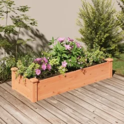 Clearance Odlingslåda med foder brun 120x45x25 cm massivt granträ Planteringsbänkar