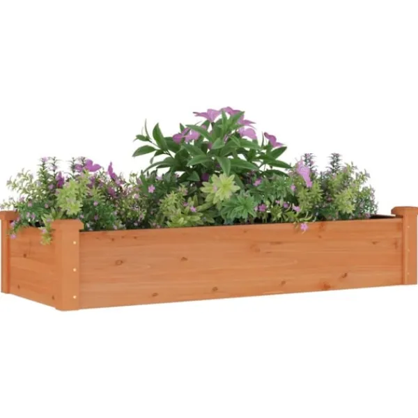 Clearance Odlingslåda med foder brun 120x45x25 cm massivt granträ Planteringsbänkar