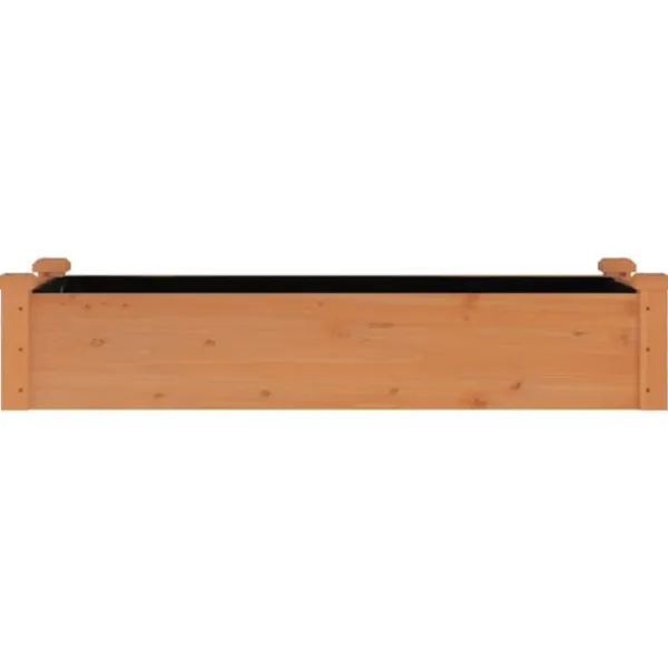Clearance Odlingslåda med foder brun 120x45x25 cm massivt granträ Planteringsbänkar