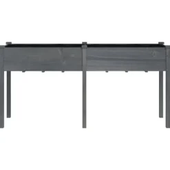 vidaXL Odlingslåda med foder grå 161x45x76 cm massivt granträ