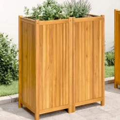 Clearance Odlingslåda med foder 84x42x100 cm massivt akaciaträ Planteringsbänkar