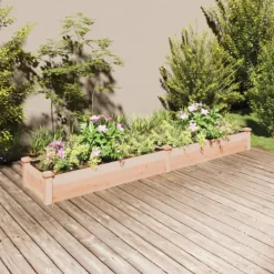 vidaXL Odlingslåda med foder 240x45x25 cm massivt granträ
