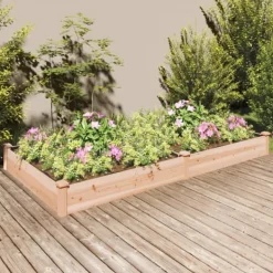 vidaXL Odlingslåda med foder 240x120x25 cm massivt granträ
