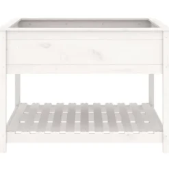 Best Odlingslåda med hylla - Massiv furu | Färg: Vit | Storlek: 111,5x111,5x81 cm Planteringsbänkar