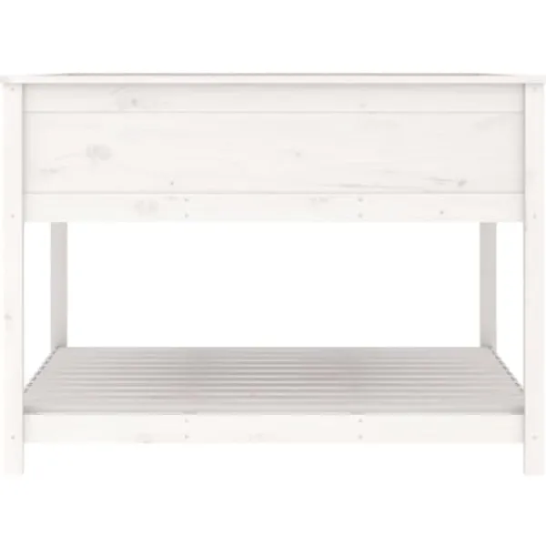 Best Odlingslåda med hylla - Massiv furu | Färg: Vit | Storlek: 111,5x111,5x81 cm Planteringsbänkar