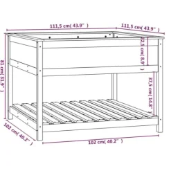 Best Odlingslåda med hylla - Massiv furu | Färg: Vit | Storlek: 111,5x111,5x81 cm Planteringsbänkar