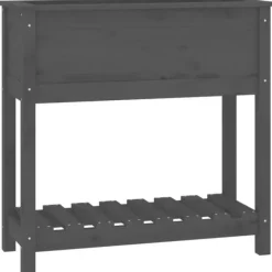 vidaXL Odlingslåda med hylla grå 82,5x34,5x81 cm massiv furu