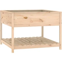 Hot Odlingslåda med hylla i massiv furu - Ergonomisk och stabil | Storlek: 111,5x111,5x81 cm Planteringsbänkar
