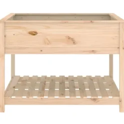 Hot Odlingslåda med hylla i massiv furu - Ergonomisk och stabil | Storlek: 111,5x111,5x81 cm Planteringsbänkar