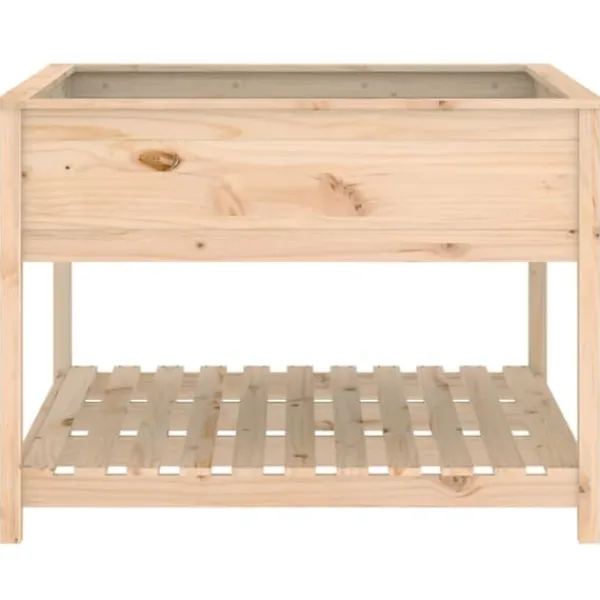 Hot Odlingslåda med hylla i massiv furu - Ergonomisk och stabil | Storlek: 111,5x111,5x81 cm Planteringsbänkar