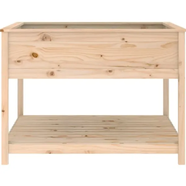 Hot Odlingslåda med hylla i massiv furu - Ergonomisk och stabil | Storlek: 111,5x111,5x81 cm Planteringsbänkar