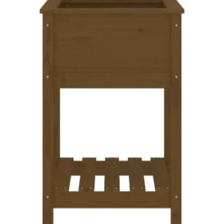 Odlingslåda med hylla i massiv furu - Elegant design | Färg: Honungsbrun | Storlek: 54x54x81 cm