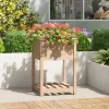 Odlingslåda med hylla i massiv furu - Ergonomisk och praktisk | Storlek: 54x54x81 cm | Färg: Natur Planteringsbänkar
