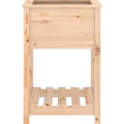 Odlingslåda med hylla i massiv furu - Ergonomisk och praktisk | Storlek: 54x54x81 cm | Färg: Natur Planteringsbänkar