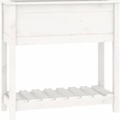 Sale Odlingslåda med hylla vit 82,5x34,5x81 cm massiv furu Planteringsbänkar