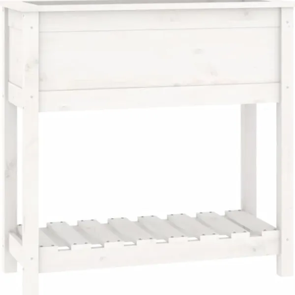 Sale Odlingslåda med hylla vit 82,5x34,5x81 cm massiv furu Planteringsbänkar
