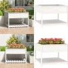 Odlingslåda med hylla vit 111,5x111,5x81 cm massiv furu - Odlingslåda Upphöjd - Odlingslådor Upphöjda - Home & Living Planteringsbänkar
