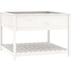 Odlingslåda med hylla vit 111,5x111,5x81 cm massiv furu - Odlingslåda Upphöjd - Odlingslådor Upphöjda - Home & Living Planteringsbänkar
