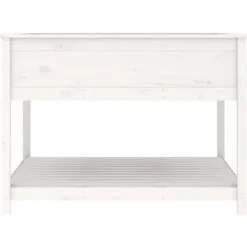 Odlingslåda med hylla vit 111,5x111,5x81 cm massiv furu - Odlingslåda Upphöjd - Odlingslådor Upphöjda - Home & Living Planteringsbänkar