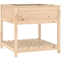 Clearance Odlingslåda med hylla 82,5x82,5x81 cm massiv furu Planteringsbänkar