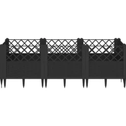 Online Odlingslåda med piggar svart 123,5x43,5x43,5 cm PP Krukor & Växtbehållare