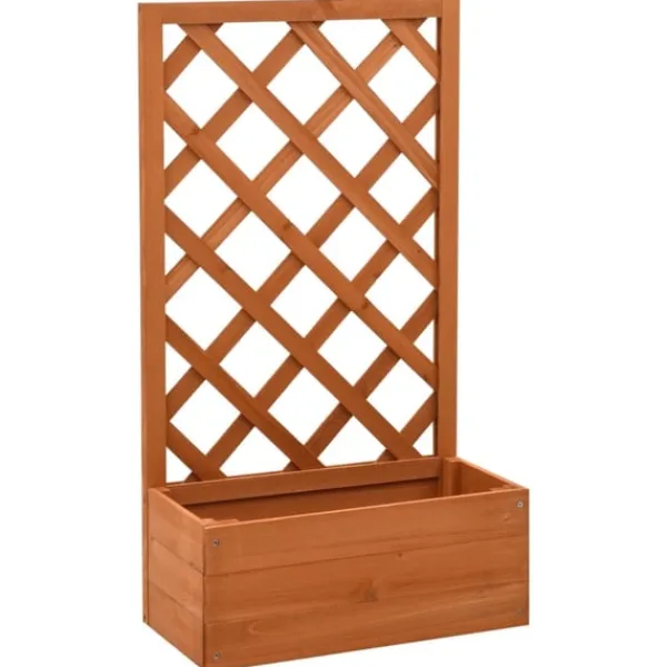Sale Odlingslåda med spaljé orange 50x25x90 cm massivt granträ Planteringsbänkar